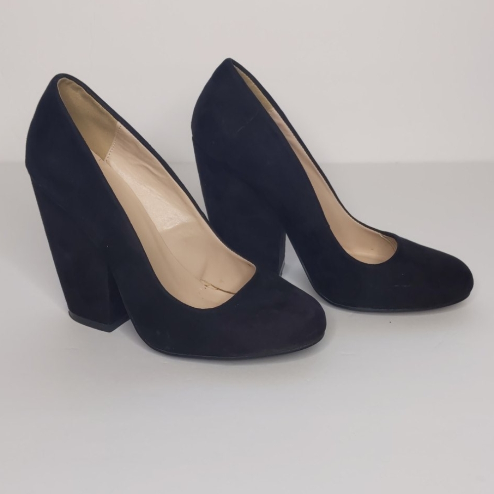 QUPID heel BLACK Faux Suede Size 6 - Picture 14 of 16